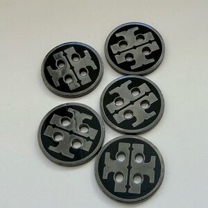 Tory Burch 5pc Replacement Black Silver Button T-Logo 1"